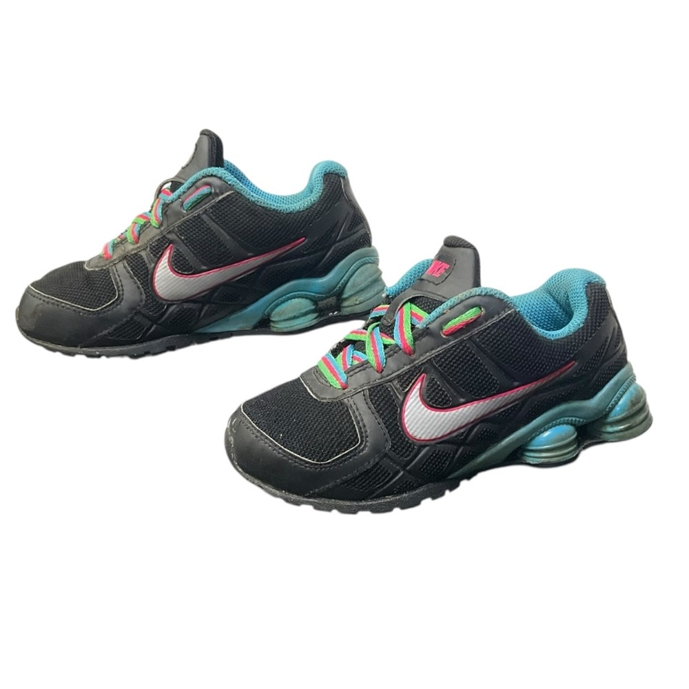 🔥 Nike Shox Kids Running Sneaker – Black/Teal – US 11C Youth”